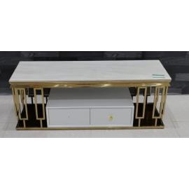 MZ30414 | طاولة تلفزيون استيل ذهبية 140 سم